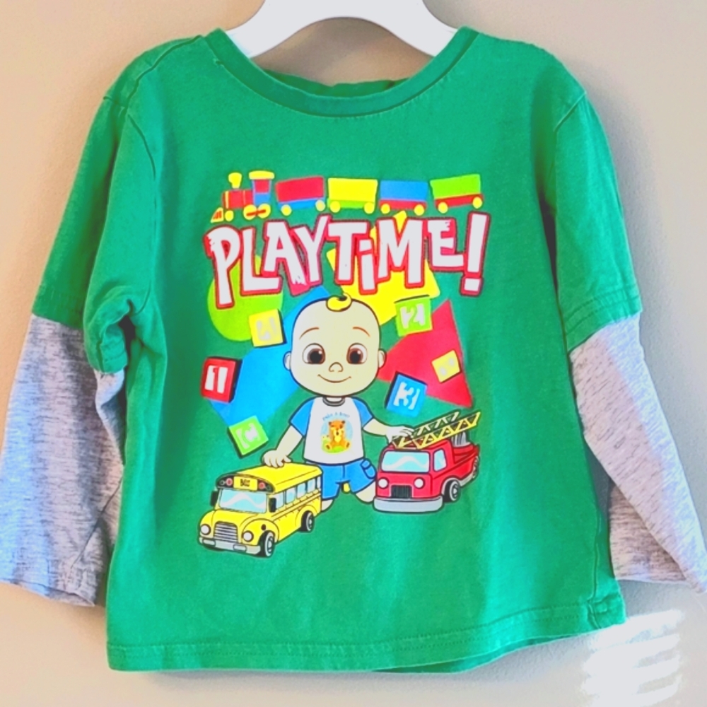 Cocomelon "Playtime!" green long sleeve tee shirt